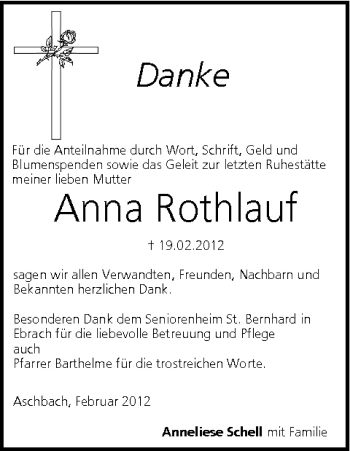 Anzeige von Anna Rothlauf von MGO