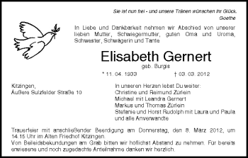 Anzeige von Elisabeth Gernert von MGO