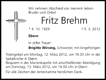 Anzeige von Fritz Brehm von MGO