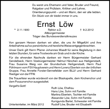 Anzeige von Ernst Löw von MGO