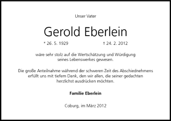 Anzeige von Gerold Eberlein von MGO
