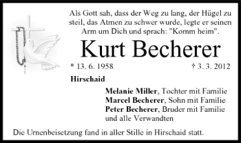 Anzeige von Kurt Becherer von MGO