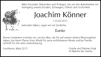 Anzeige von Joachim Könner von MGO