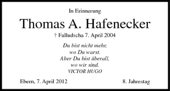 Anzeige von Thomas Hafenecker von MGO