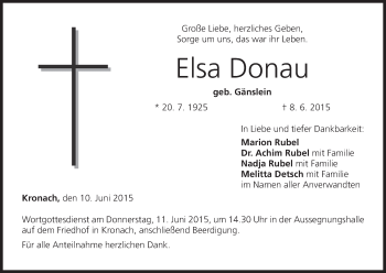 Anzeige von Elsa Donau von MGO