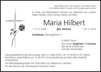 Anzeige von Maria Hilbert von MGO