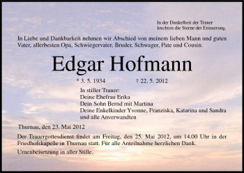 Anzeige von Edgar Hofmann von MGO