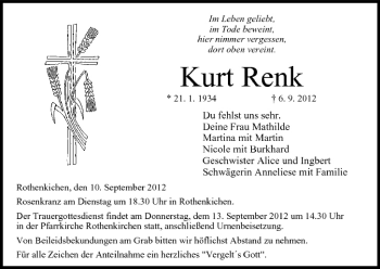 Anzeige von Kurt Renk von MGO