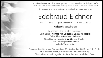 Anzeige von Edeltraud Eichner von MGO