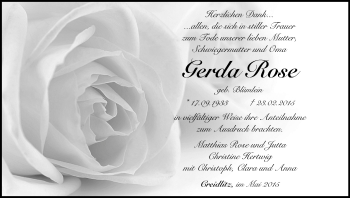 Anzeige von Gerda Rose von MGO