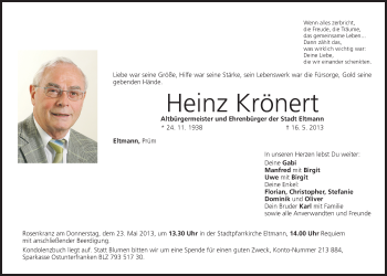 Anzeige von Heinz Krönert von MGO