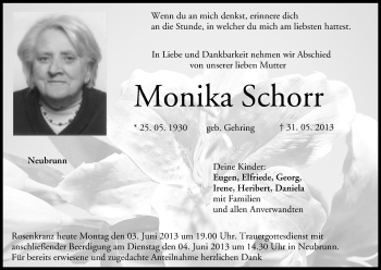 Anzeige von Monika Schorr von MGO