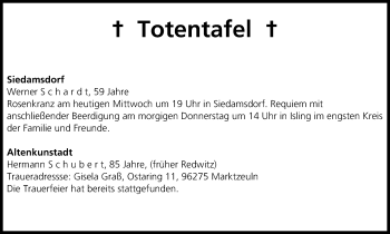 Anzeige von Totentafel vom 05.06.2013 von MGO
