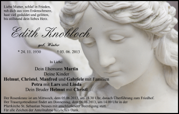 Anzeige von Edith Knobloch von MGO