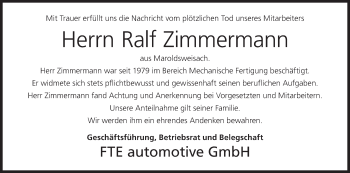 Anzeige von Ralf Zimmermann von MGO
