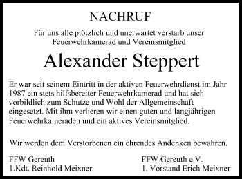 Anzeige von Alexander Steppert von MGO