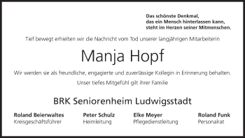 Anzeige von Manja Hopf von MGO
