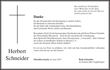 Anzeige von Herbert Schneider von MGO