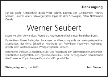 Anzeige von Werner Seubert von MGO