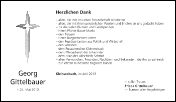Anzeige von Georg Gittelbauer von MGO