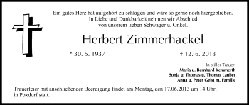 Anzeige von Herbert Zimmerhackel von MGO
