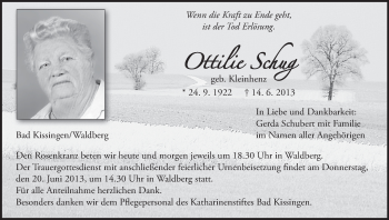 Anzeige von Ottilie Schug von MGO