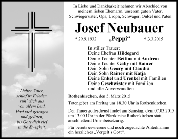 Anzeige von Josef Neubauer von MGO