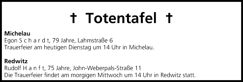  Traueranzeige für Totentafel vom 18.06.2013 vom 18.06.2013 aus MGO