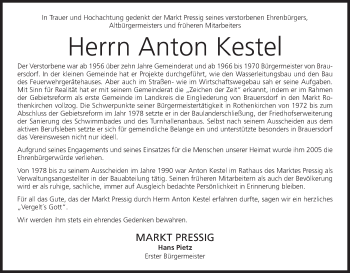 Anzeige von Anton Kestel von Mediengruppe Oberfranken