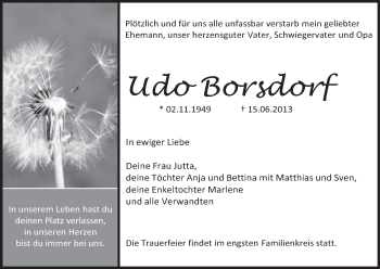 Anzeige von Udo Borsdorf von MGO