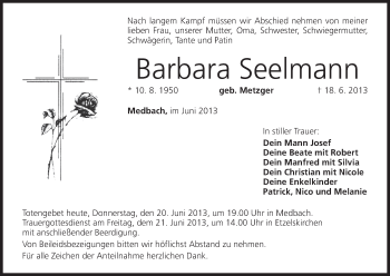 Anzeige von Barbara Seelmann von MGO