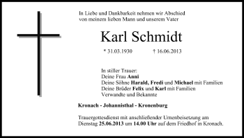 Anzeige von Karl Schmidt von MGO