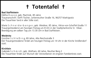 Anzeige von Totentafel vom 21.06.2013 von MGO