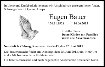Anzeige von Eugen Bauer von MGO