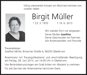 Anzeige von Birgit Müller von MGO