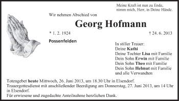 Anzeige von Georg Hofmann von MGO