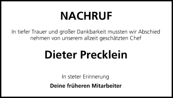 Anzeige von Dieter Precklein von MGO