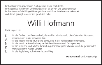 Anzeige von Willi Hofmann von MGO