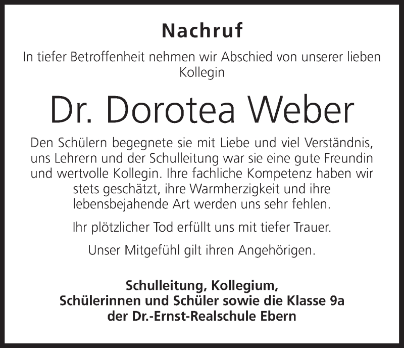  Traueranzeige für Dorotea Weber vom 03.07.2013 aus MGO
