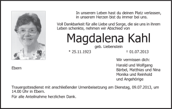 Anzeige von Magdalena Kahl von MGO