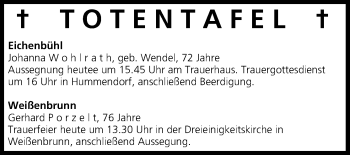 Anzeige von Totentafel vom 05.07.2013 von MGO