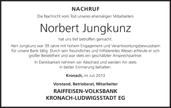 Anzeige von Norbert Jungkunz von MGO