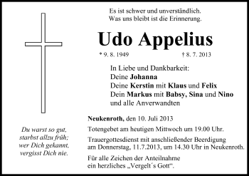 Anzeige von Udo Appelius von MGO