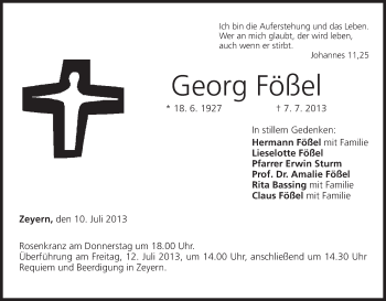 Anzeige von Georg Fößel von MGO