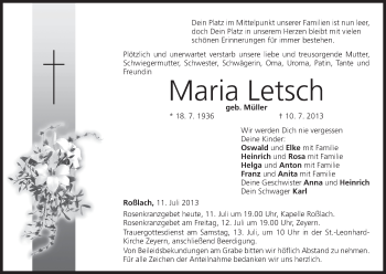Anzeige von Maria Letsch von MGO