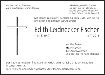 Anzeige von Edith Leidnecker-Fischer von MGO