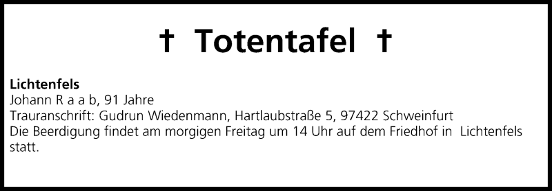  Traueranzeige für Totentafel vom 18.07.2013 vom 18.07.2013 aus MGO