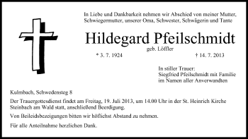 Anzeige von Hildegard Pfeilschmidt von MGO