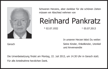 Anzeige von Reinhard Pankratz von MGO