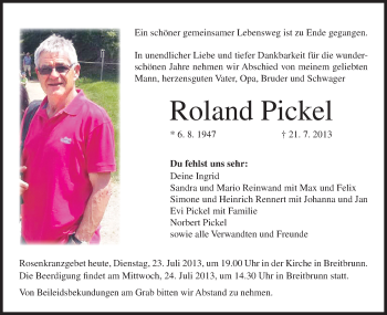 Anzeige von Roland Pickel von MGO